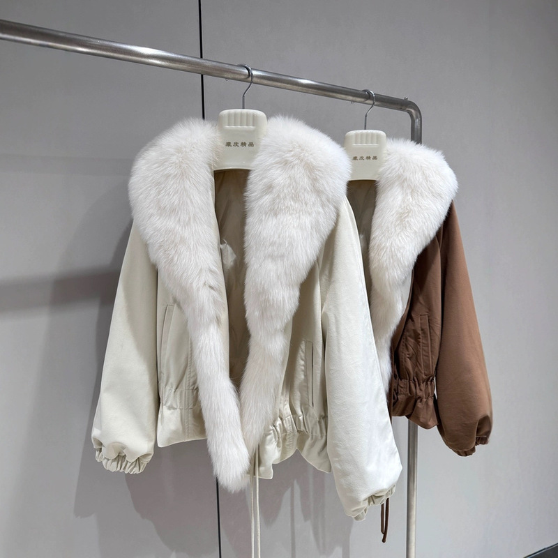 European goods Haining fur women's fox fur goose down jacket fashion young suede coat special benefits