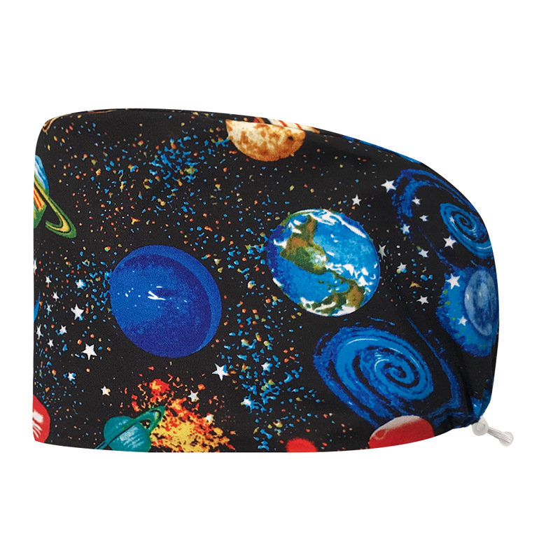 Sombrero de algodón estampado, bonito sombrero de enfermera, dientes, electrocardiograma, herramienta médica, patrón, sombrero de trabajo, sombrero Baotou, exportación