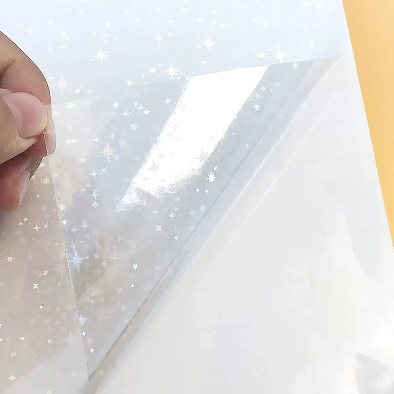 镭射膜冷裱膜乙烯基a4透明息贴纸碎玻璃闪光防刮吧唧一件代发跨境
