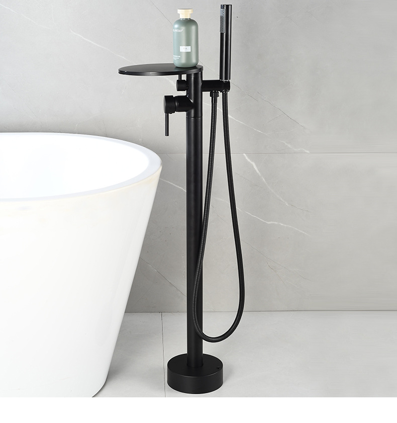 The factory supplies water-plated grey floor-standing waterfall bathtub faucets with high-flow cold and hot dual-control shower heads undefined