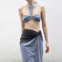 套装dymentional性感三色挂脖带钢圈无胸垫抹胸脖套胸衣吊带内衣