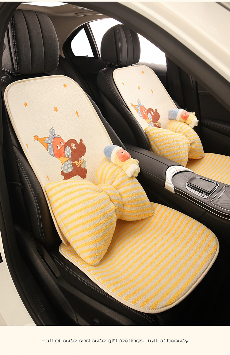 Winter Plush Thickened Car Seat Cushion Cartoon Five-Seat Universal