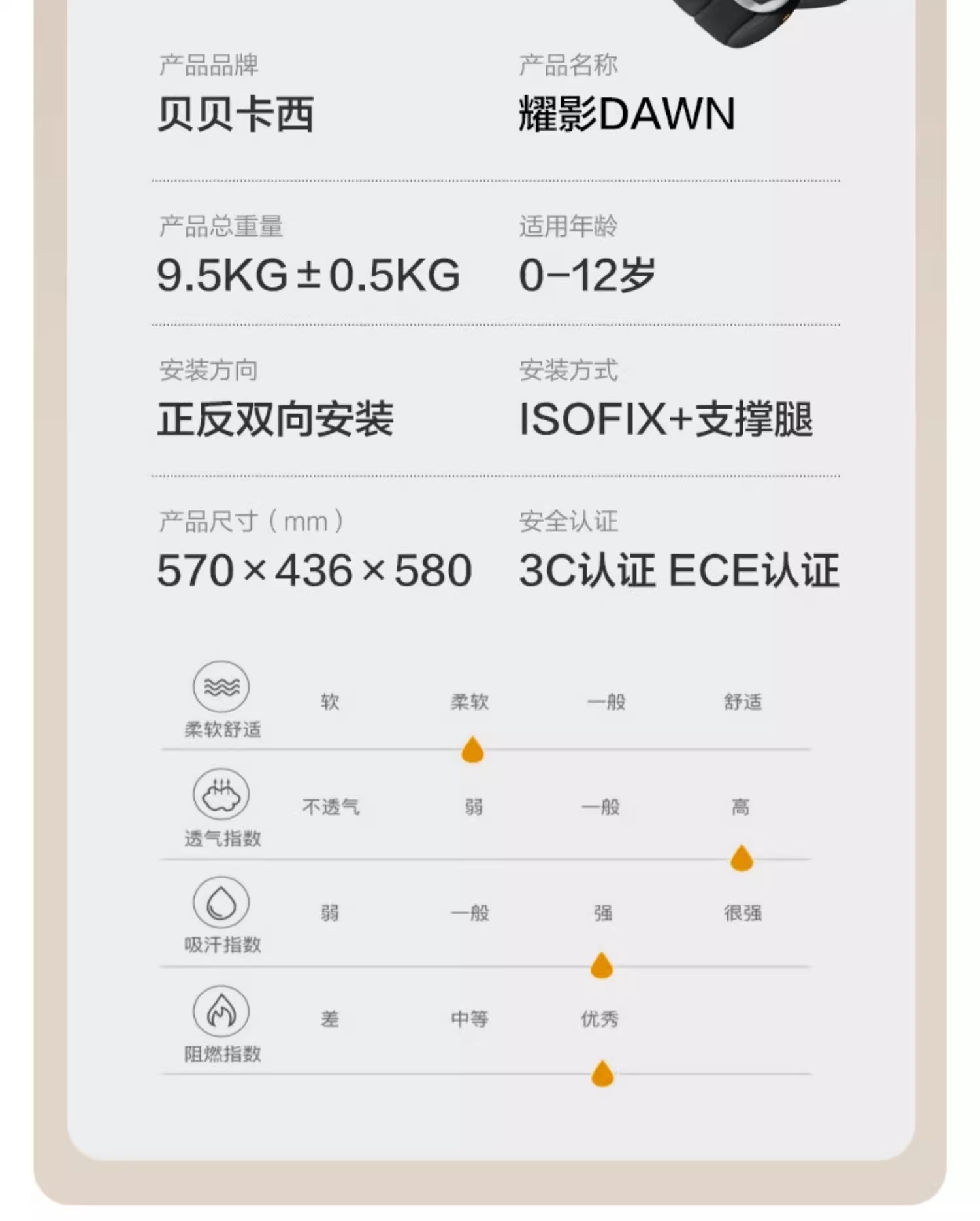 Beibeikasi YaoYing child safety seat for cars, suitable for babies and children aged 0-4-12 years, with 360-degree rotation