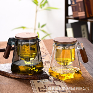 High Temperature Resistant Magnetic Rotating Elegant Pot Household New Tea Water Separation Cup Glass Teapot Office Lid Pot