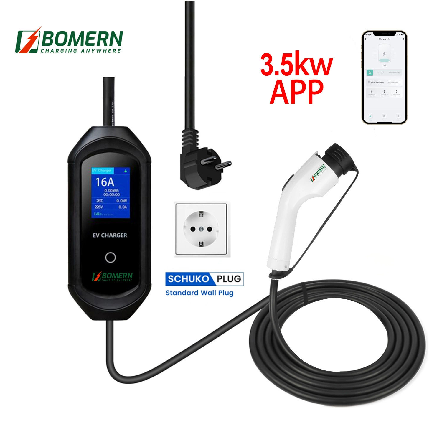 Производитель электромобиля, портативное зарядное устройство национального стандарта, 3,5 кВт, автомобильное зарядное устройство для умного дома, 16 А, 220 В