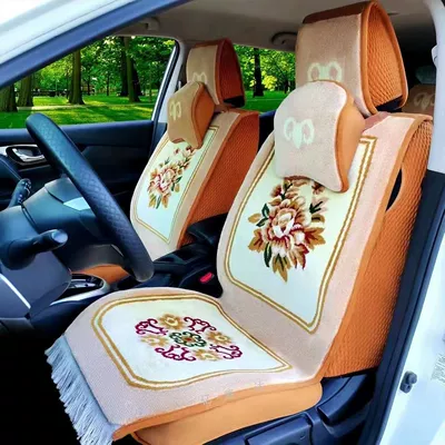 Universal Car Blanket Winter Full – Wool pad - camel-edged-peony-comes-with-gloves-and-lumbar-support