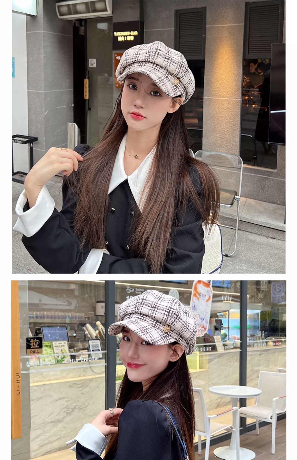 Women's Vintage Style Plaid Curved Eaves Beret Hat display picture 1