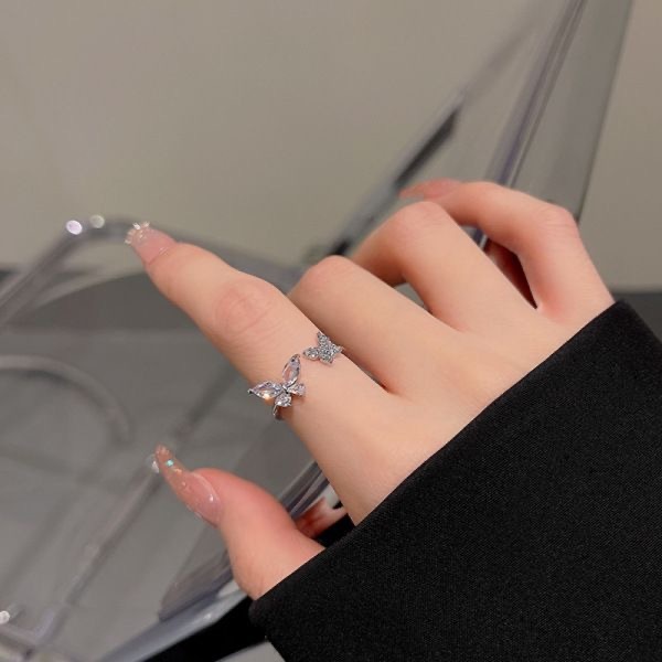 Ice oxygen Fairy Butterfly open ring fashion personalized ring female design niche light luxury high-grade light luxury index finger ring Ice oxygen Fairy Butterfly open ring fashion personalized ring female design niche light luxury high-grade light luxury index finger ring