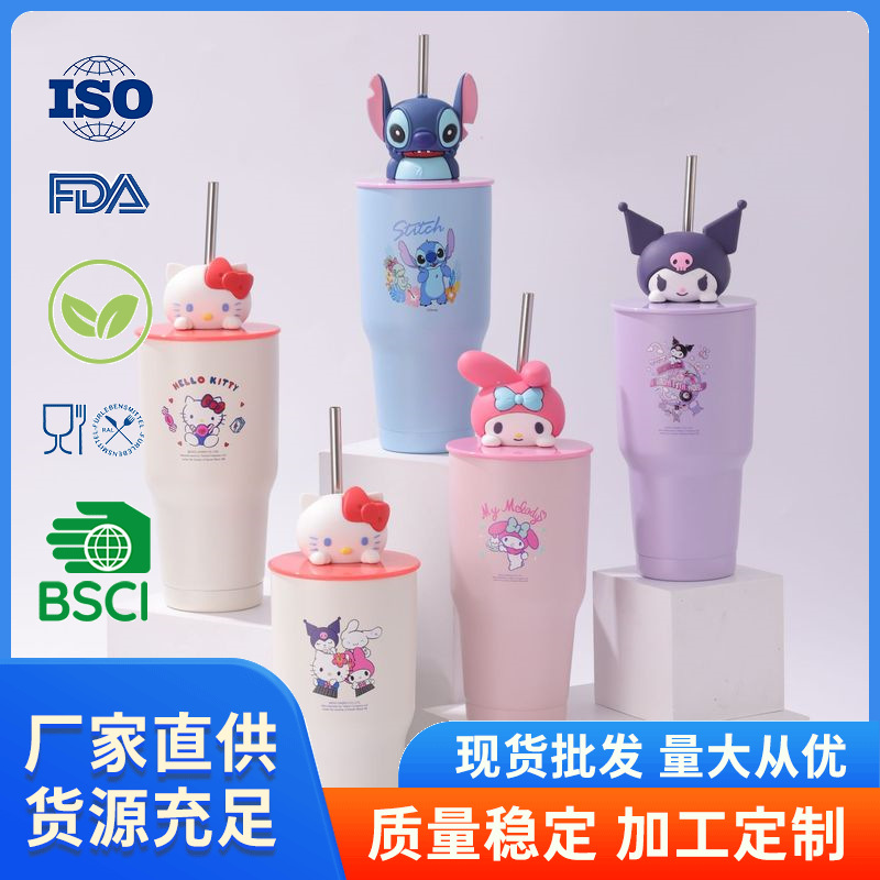 Nueva taza de vacío de acero inoxidable ktcat imagen de dibujos animados Stitzi KTcat 30oz taza de coche de vacío de acero inoxidable