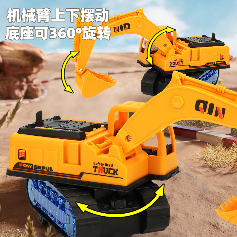 Juguete de excavadora universal eléctrica para niños modelo de excavadora de luz de música de simulación juguete de parada de vehículo de ingeniería
