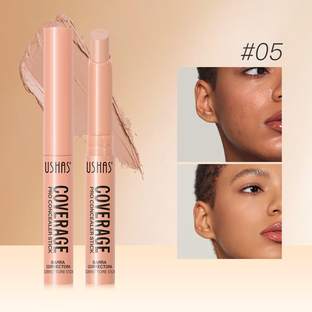 USHAS Europa y los Estados Unidos transfronterizos spot varilla impermeable a largo plazo natural reparar el maquillaje estereoscópico UC058A + B