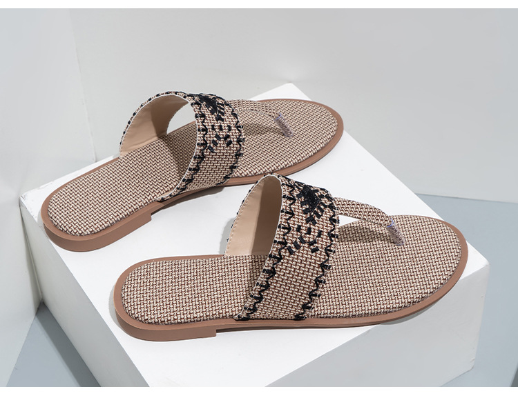 Cfxxy-149 žabky zahraničního obchodu, módní výšivky, pantofle, dámské pantofle, plážové lněné sandály, dámské boty_voghion.com