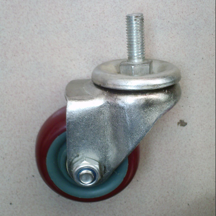供应3寸轻型双轴承紫色丝杆脚轮万向轮 丝杆脚轮万向轮