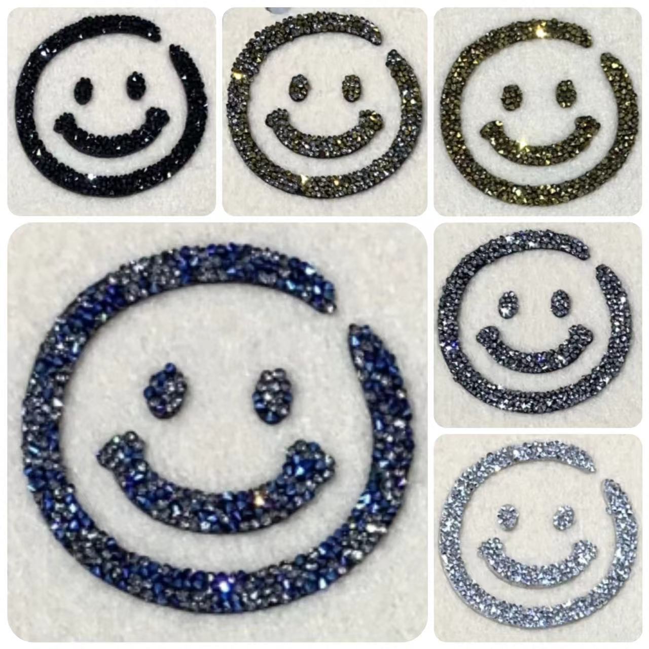 厂家新款笑脸碎钻烫图烫钻热熔背胶图标服装鞋帽箱包热压熨烫商标