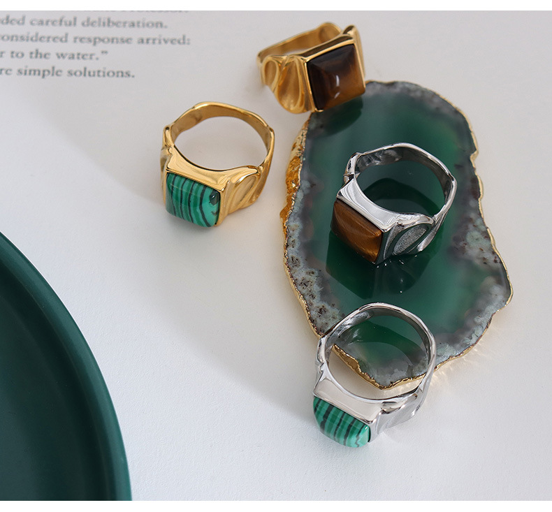 Fashion Geometric Titanium Steel Rings Plating Zircon Stainless Steel Rings