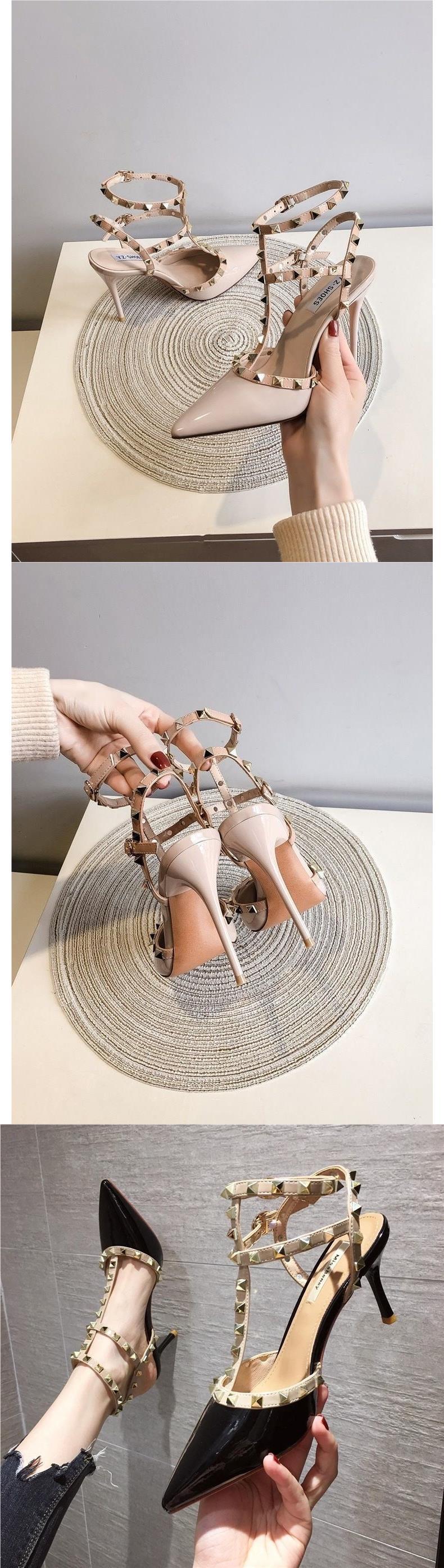 Pantofi Cannon, tocuri înalte de pat, tocuri înalte sexy, sandale stiletto pentru femei mărimi mari, cu baretă cu vârful ascuțit, pantofi de club care nu obosesc picioarele_voghion.com