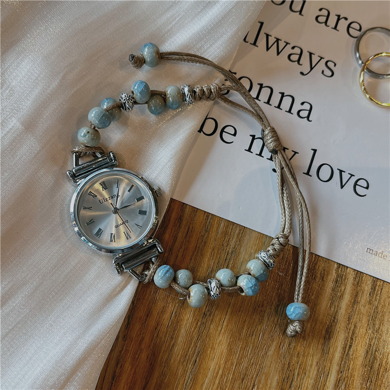Ceramic Beaded Bracelet Watch for Women Ins High-Looking Student Party Niche Simple Accessible Luxury Small and Exquisite Camellia
