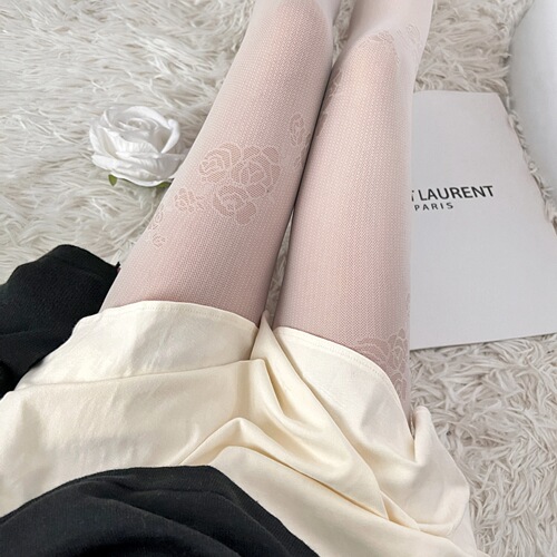 Japanese white silk pure lust style French gentle retro flower surround pantyhose twill rose stockings lolita