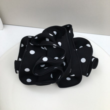 褶皱发夹黑白波点布艺弹簧夹后脑勺夹子发饰甜美时尚减龄顶夹横夹