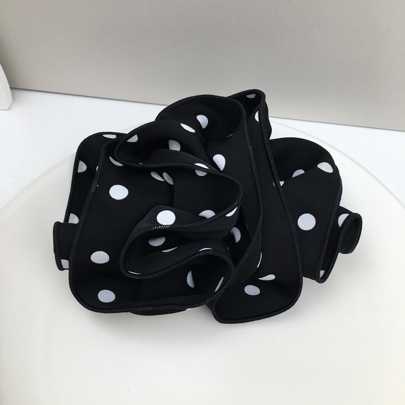 褶皱发夹黑白波点布艺弹簧夹后脑勺夹子发饰甜美时尚减龄顶夹横夹