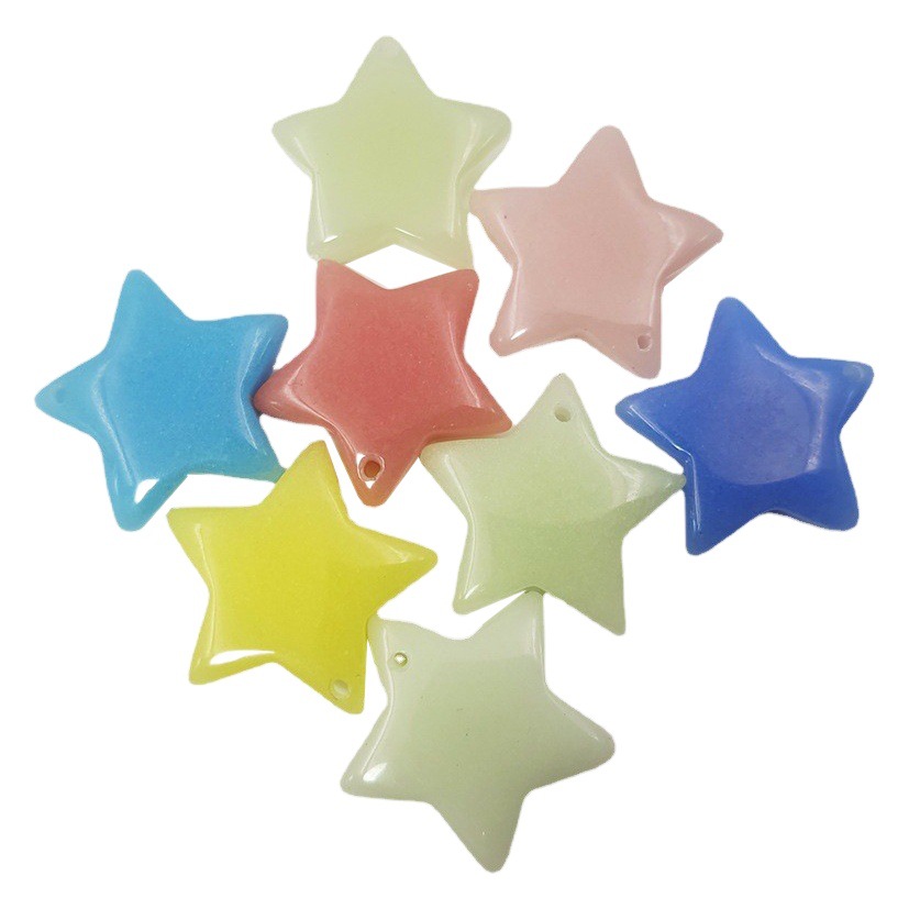 Luminous Stone Five-Pointed Star Pendant Colorful Glowing Fluorescent Stone Small Star Bead Accessories Necklace Bracelet Phone Chain Accessories
