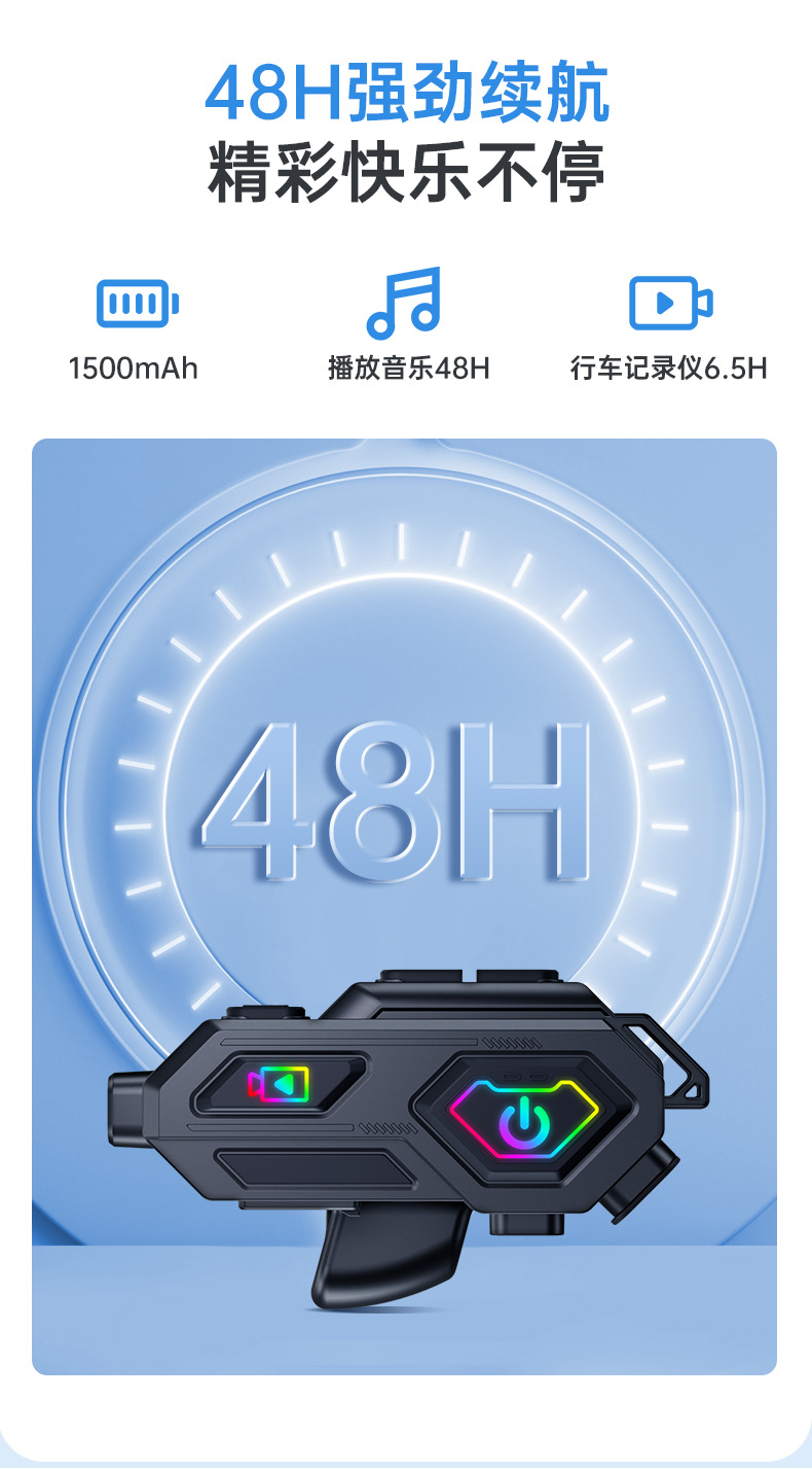 Cross-Border New Motorcycle Helmet Bluetooth Headset 600m Intercom High-Definition Camera and Long Battery Life All-In-One Machine