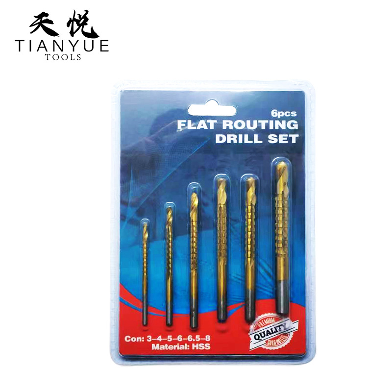 6PC Sawtooth Spiral Flute Drill Bit High-Speed Steel Multi-Function Slotting Drill Saw Combo Wood Hole Opening Kit