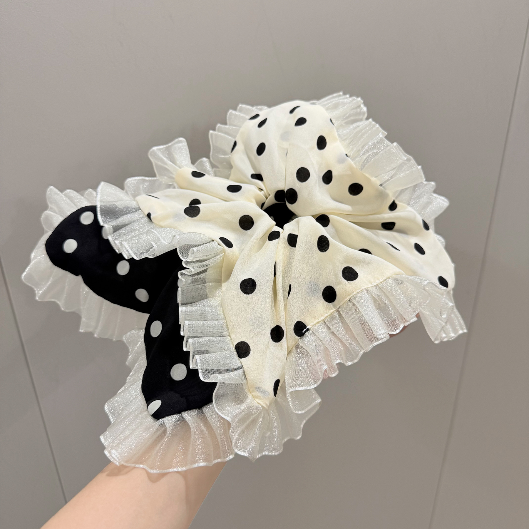 Polka Dot Hair Scrunchie Scarf Hair Accessory For Ponytails_voghion.com