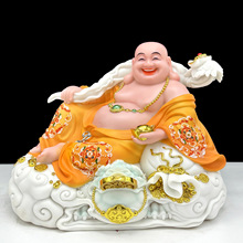 汉白玉弥勒佛菩萨摆件开心弥勒佛大肚笑佛招财佛家用办公供奉摆件