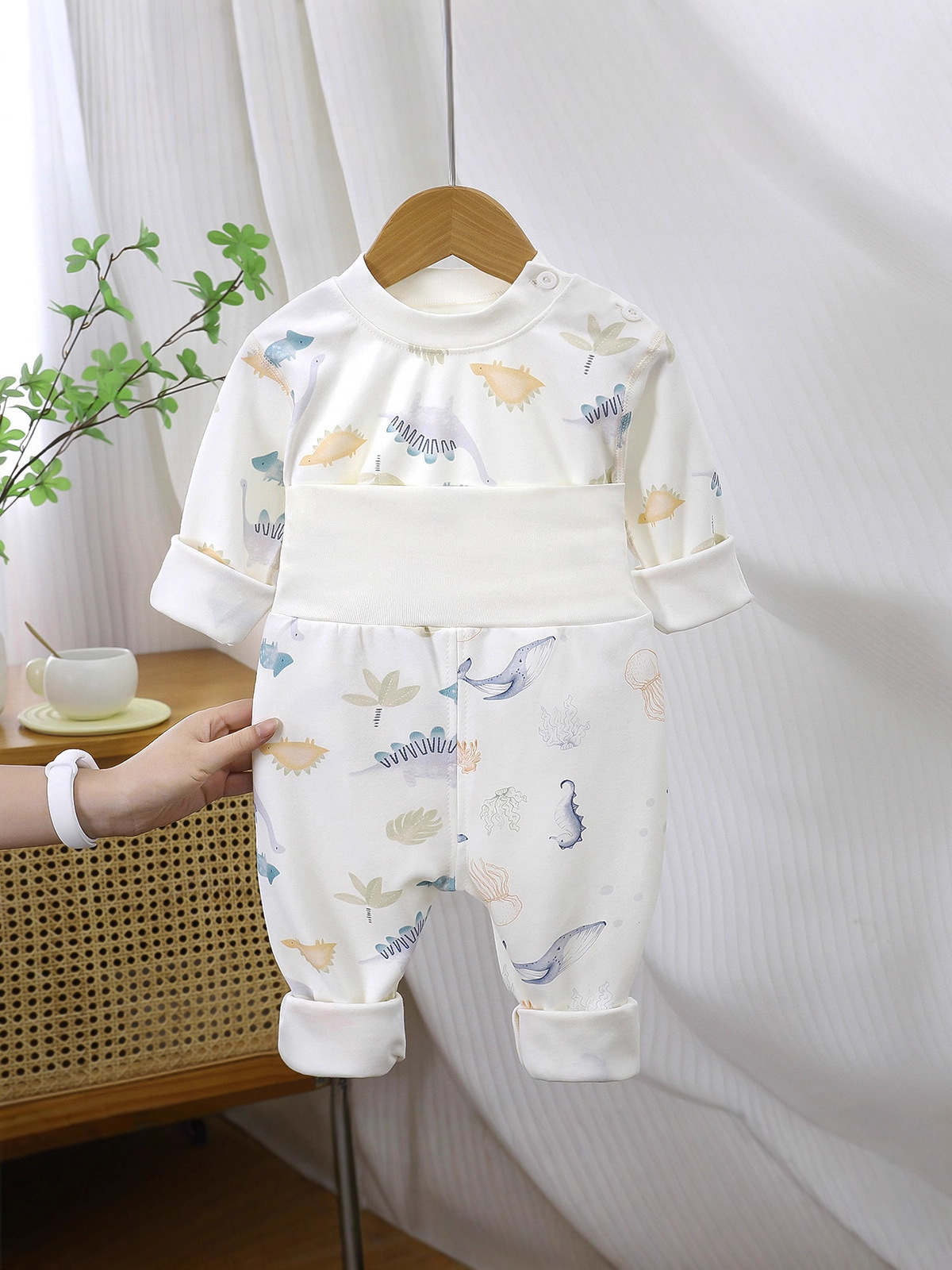 Baby split set de ropa de invierno caliente cintura alta abdomen pantalones de dormir abrigo de otoño bebé abrigo caliente abrigo de otoño
