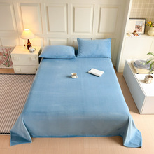 冬季纯色牛奶绒床单单件加厚珊瑚绒被单单人加绒床单三件套法兰绒