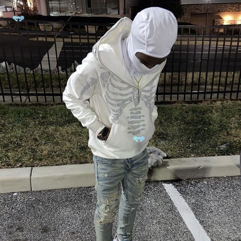 Rhinestone Hooded Couple Sports Sweater Rhinestone Hooded Couple Sports Sweater