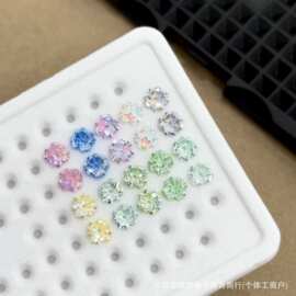 6MM锆石四叶草耳钉耳骨钉316L钛钢外螺纹0.8*6耳钉直播爆款