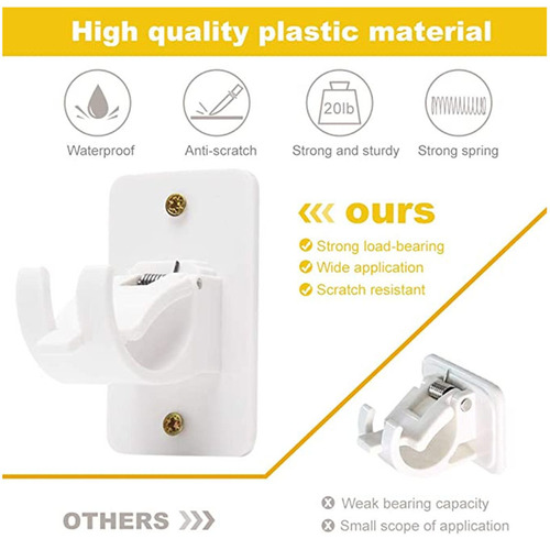 Long Rod Clip Curtain Rod Holder Adhesive Hook Hook Shower Curtain Rod Clip 2pcs Towel Rod Holder