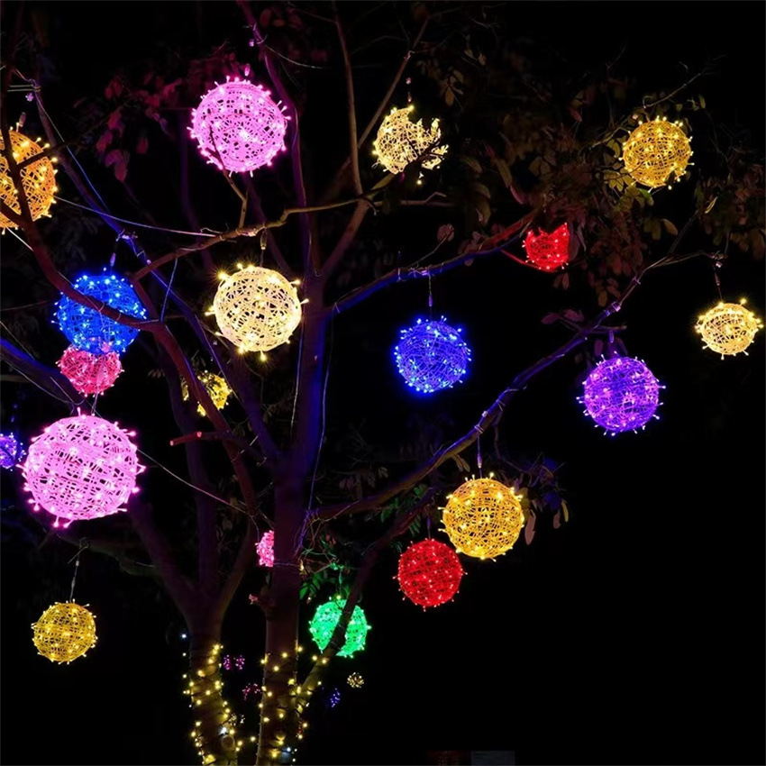 Lámpara de bola de ratán lámpara de modelado LED patio decorativo lámpara de color Navidad vacaciones Lámpara decorativa iluminación al aire libre lámpara de ingeniería paisaje