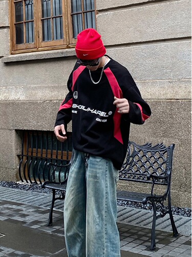 Men's Spring/Autumn American Streetwear Casual Heavyweight Advanced Loose Motorcycle Jacket