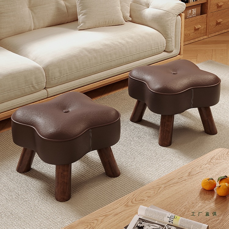 Medieval Style Solid Wood Small Stool, Household Low Stool, Sofa Stool, Coffee Table Stool, Footstool, New Chinese Style Shoe Changing Stool, Small Bench