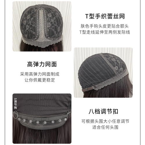 Wig for women with long hair, natural full headband, women's fashionable big wave lace wig, long curly hair, simulated human hair wig set