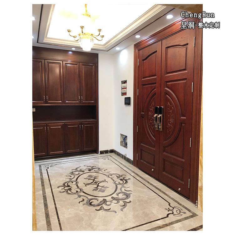 Customized Solid Wood Entrance Doors, Natural Wood Villa Doors, Wooden Doors, Manufacturer of Double Doors, Double-Leaf Doors, Entry Doors, Main Doors