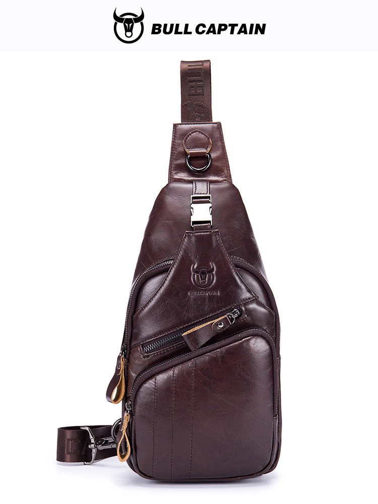 Captain Niu's High-End Guangzhou Leather Shoulder Crossbody First-Layer Cowhide Men's Chest Bag Genuine Leather Tablet iPad Mobile Phone Bag Captain Niu's High-End Guangzhou Leather Shoulder Crossbody First-Layer Cowhide Men's Chest Bag Genuine Leather Tablet iPad Mobile Phone Bag