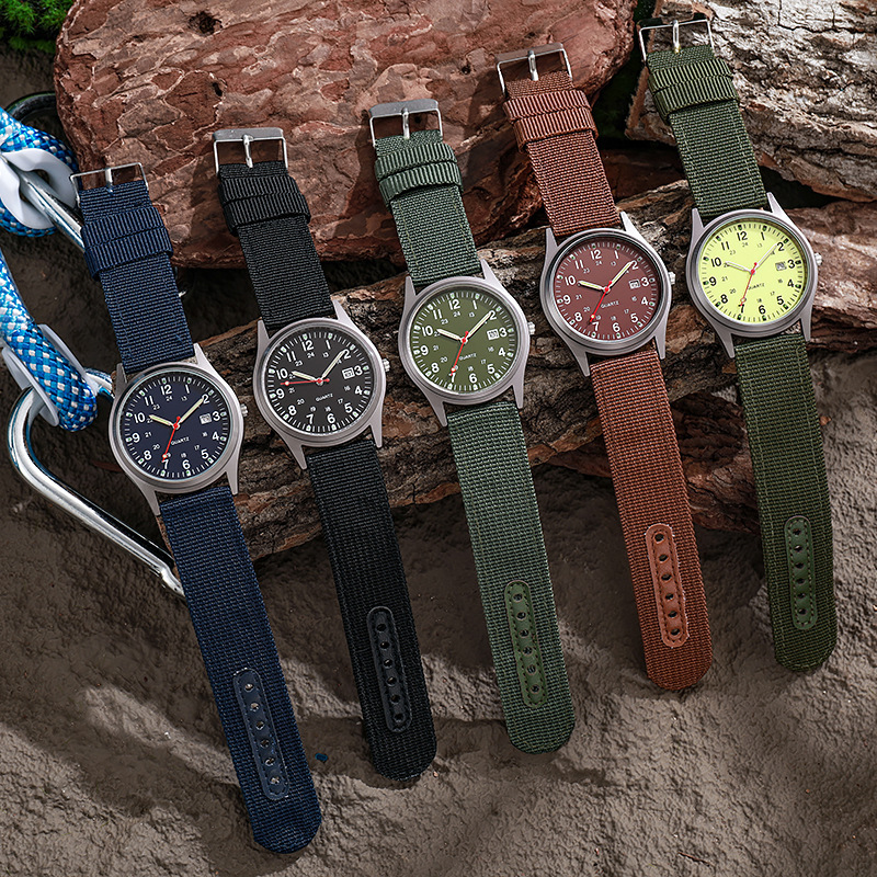 Nueva ropa de lona, relojes para hombres, relojes de regalo de moda casuales, relojes militares, calendario, relojes deportivos para estudiantes, relojes de cuarzo