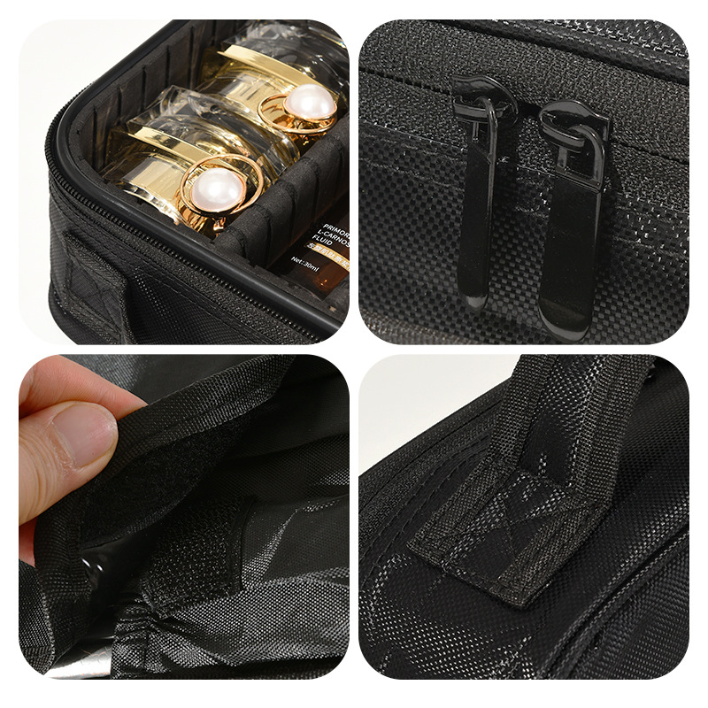 Estuche de maquillaje portátil de gran capacidad, de alta gama, con compartimentos, para mujer, bolsa de maquillaje portátil de viaje