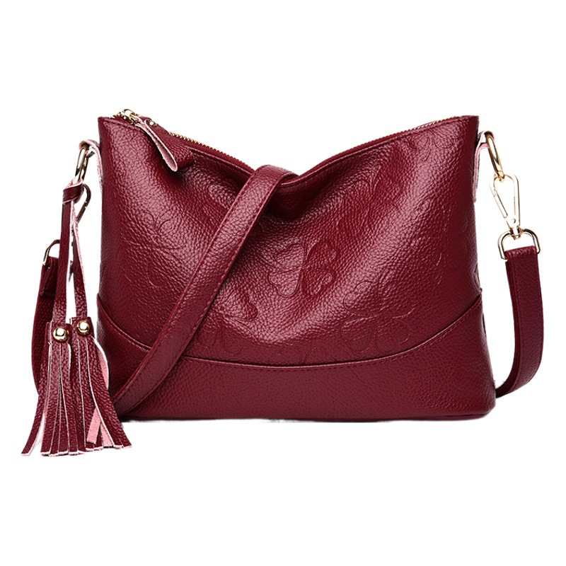 Women's messenger bag 2021 new women's shoulder messenger bag embossed soft leather small backpack for middle-aged and elderly mothers