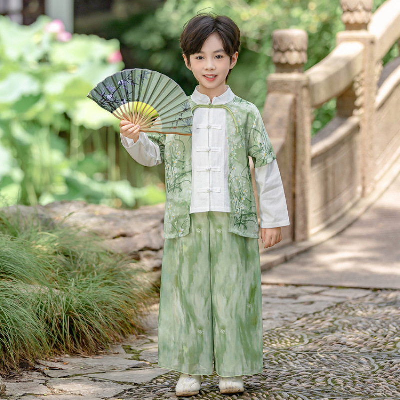 女童新中式汉服2025新款秋装儿童古风唐装国风套装男宝国学演出服|undefined