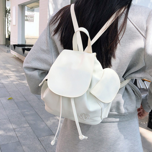 Korean niche literary drawstring flip backpack Huurei camp small backpack travel lightweight bag student school bag