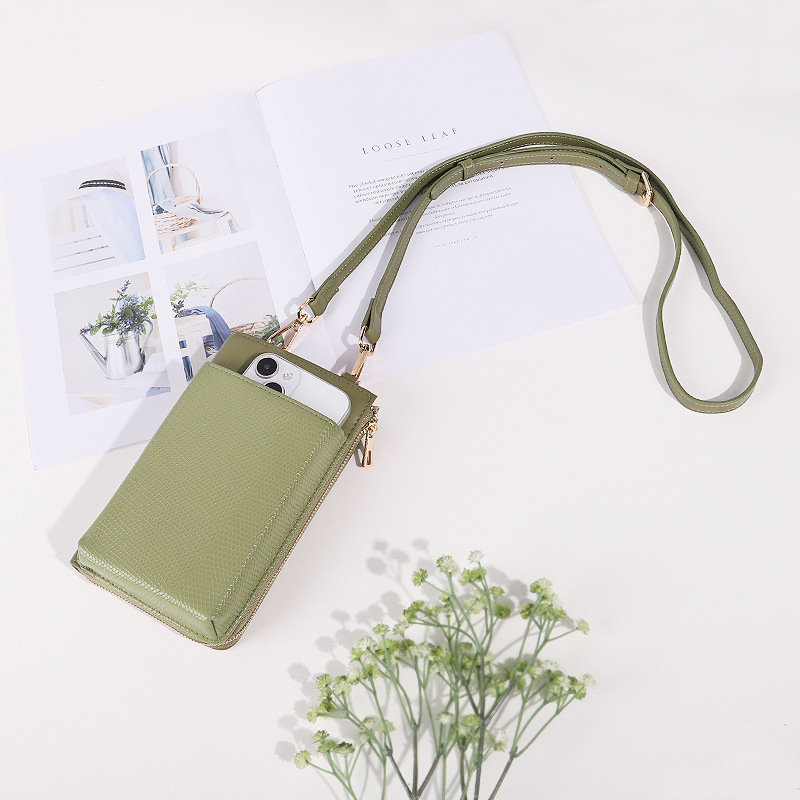 Bolso bandolera vertical para teléfono para mujer, bolso pequeño japonés ajustable para el hombro, linda cartera versátil para mujer al por mayor, con bloques de color