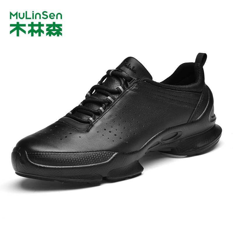 木林森男鞋秋冬季新款商务皮鞋男士真皮休闲鞋软底户外运动跑步鞋