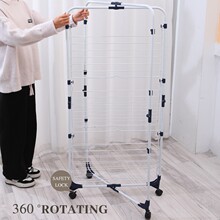 简易落地衣帽架可移动带轮多层挂毛巾折叠塔形晾衣架铁艺收纳落地