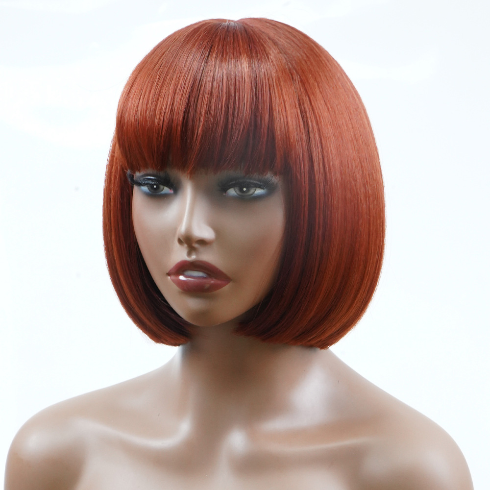 Perruque synthétique casque cheveux courts raides fibre chimique haute_voghion.com