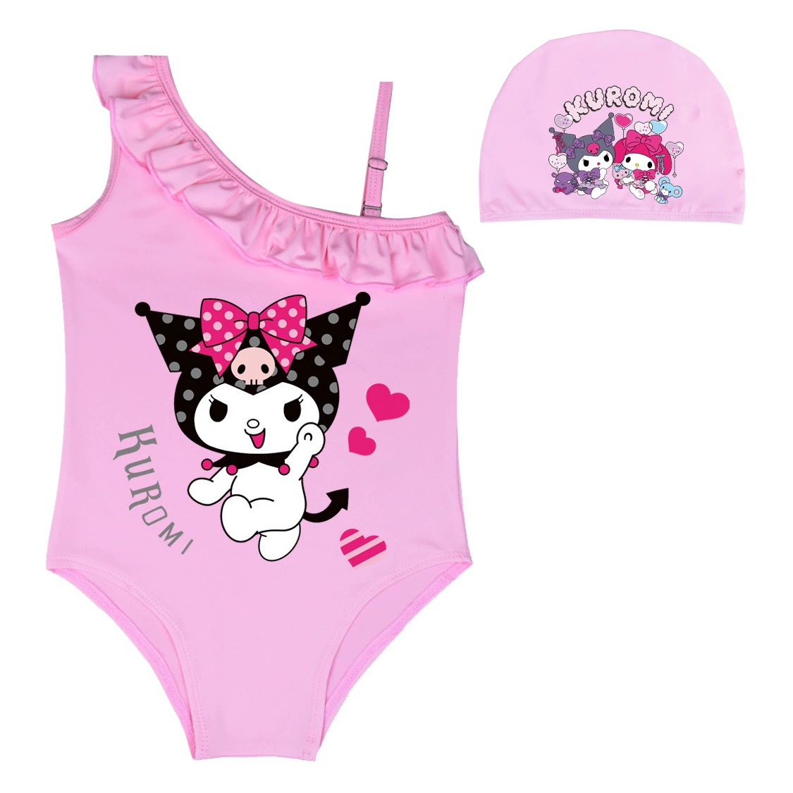 2023 Amazon Новый купальник Kuromi для девочек Сплошной купальник для больших детей Y09141